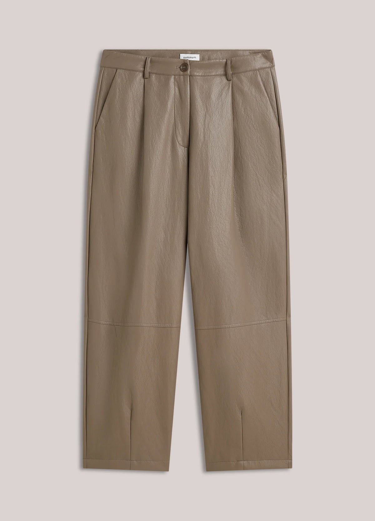 Summum wijde faux leather broek in creme packshot