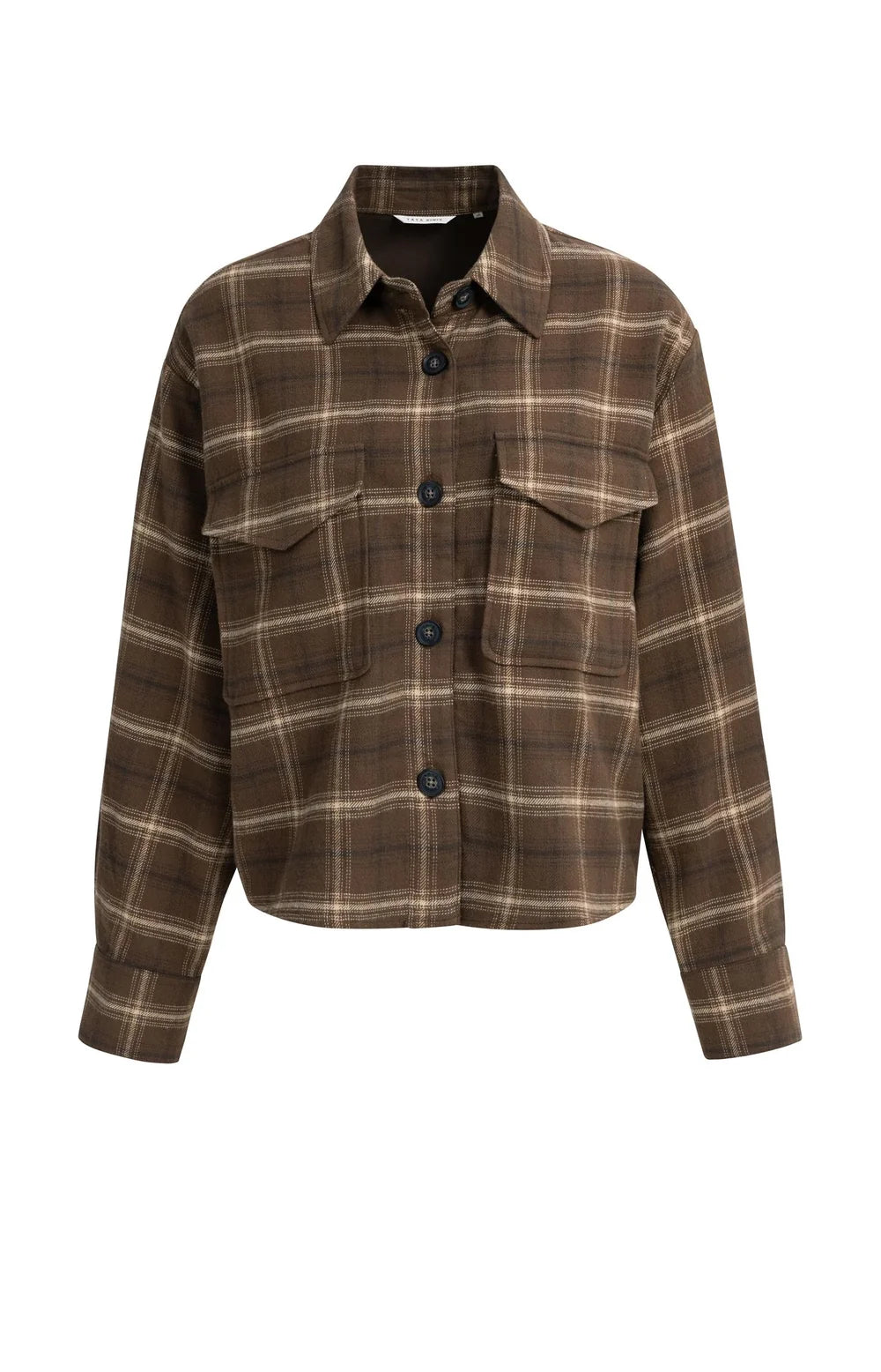 YAYA Blouse Checked Flannel in Cocoa Brown Dessin