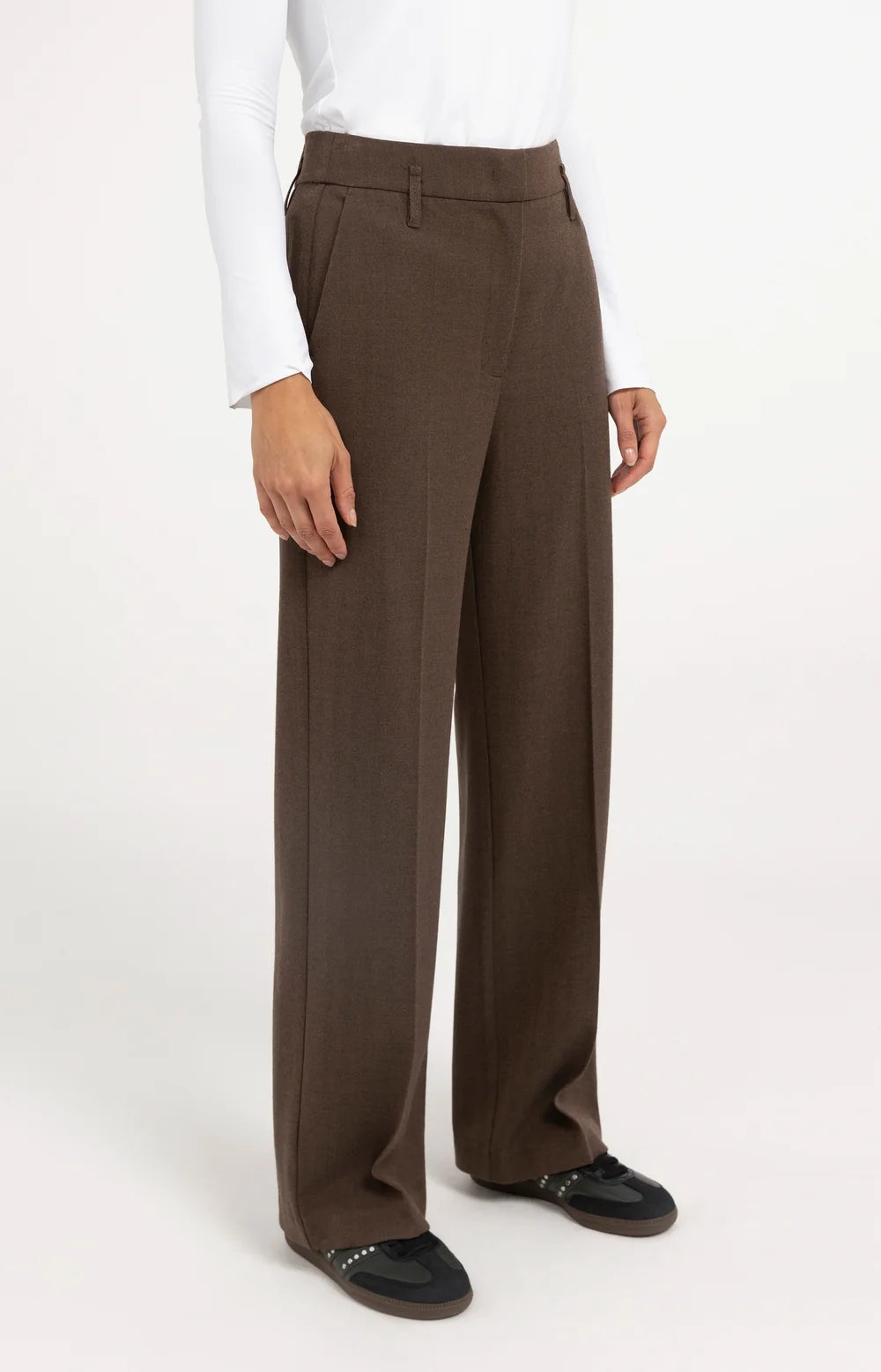 YAYA Pantalon Straight Leg in Cocoa Brown Melange