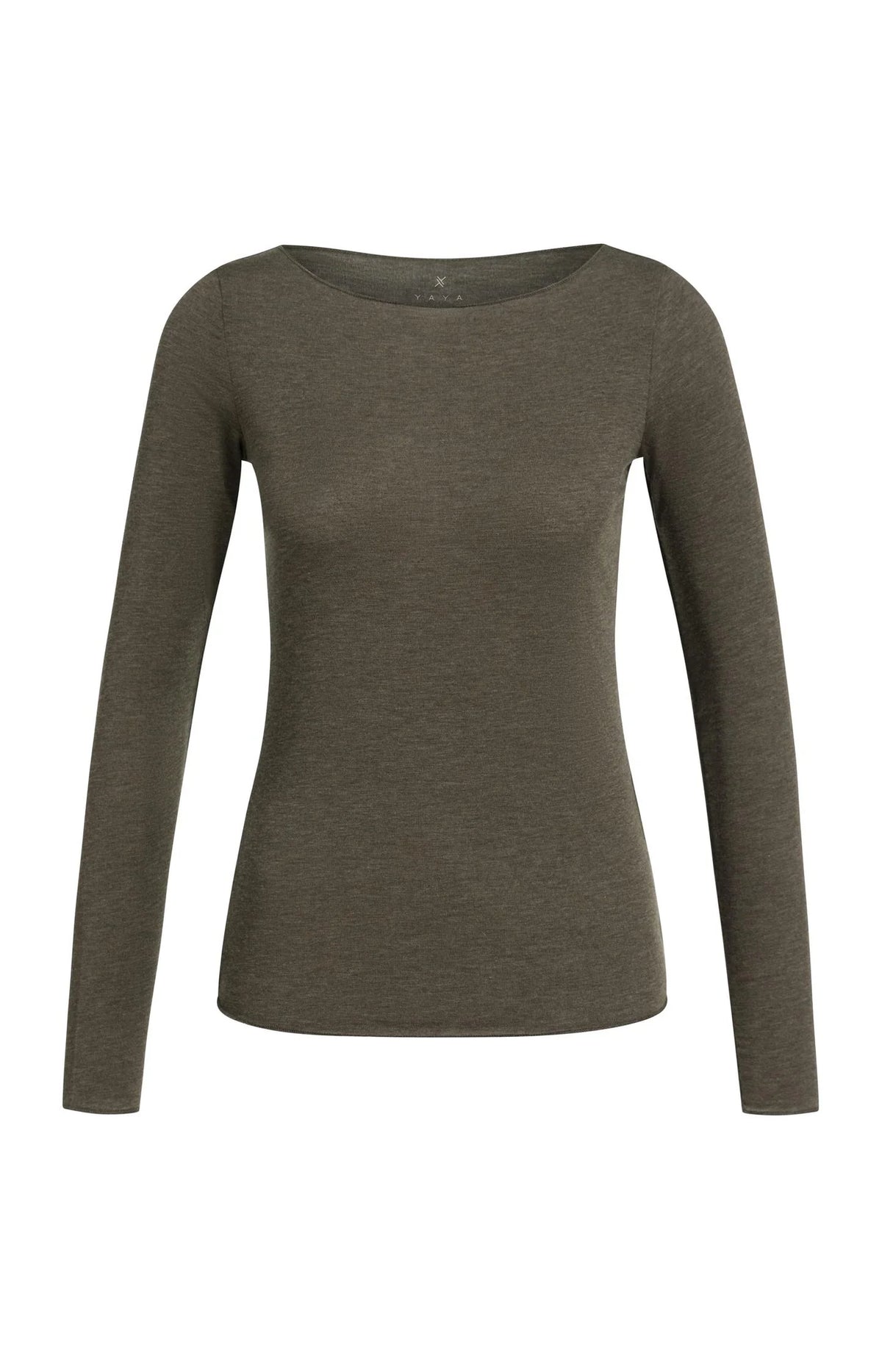 YAYA dames top met lange mouwen in bruin melange