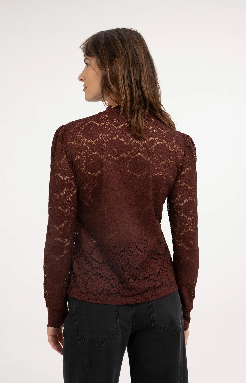 YAYA Top Kant in Bitter Chocolate Red achterkant