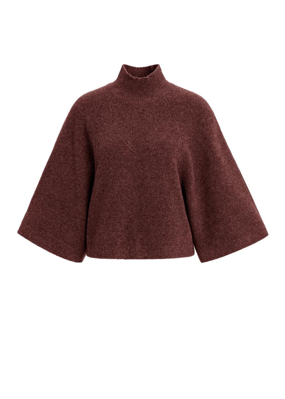 YAYA Trui Wide Sleeve in Bitter Chocolate Red Melange
